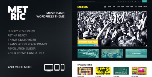 Metric: Music Band Responsive WordPress Theme