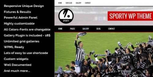 Sporty Responsive WordPress Theme for Sport Clubs